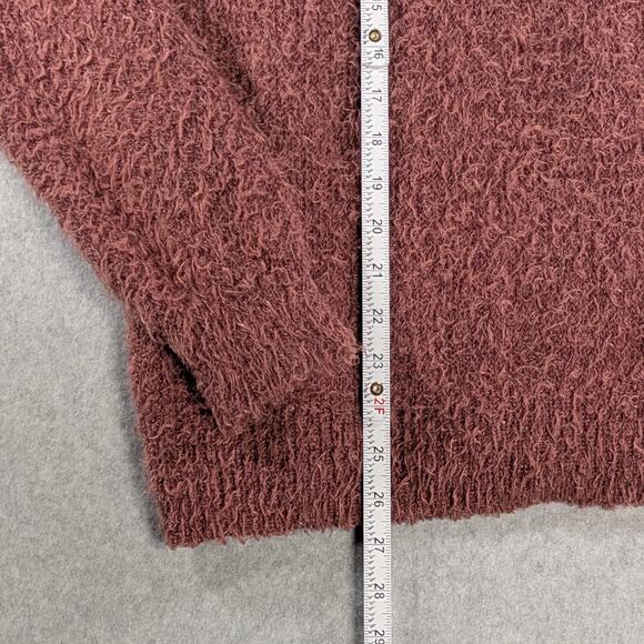 Ivy & Main Sweater L Pink Fuzzy Soft Knit Long Sleeve Open Back Round Neck Chic - Picture 7 of 13